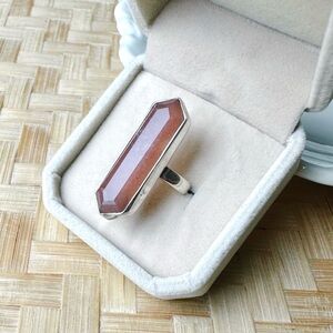 Sunstone 925 Sterling Silver Ring | Size 5 | Orange